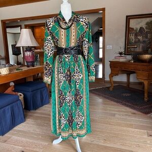 🐆 Vintage 1980s Skirt & Blouse Set | Leopard + Chain Print | Howard Wolf 🐆